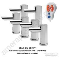 EZ Fill - Individual, STAND-ALONE LIQUID Soap Dispenser w/ 1 L Bottle - 6 Pack S