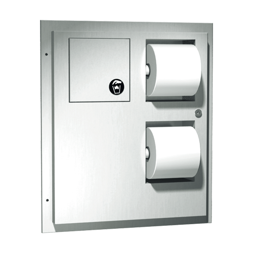 Toilet Tissue Dispenser & Napkin Disposal (Dual Access) – Partition Mounted