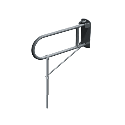 Exposed Flange (1-1/4" O.D) Smooth - Swing Up Grab Bar with Support Leg