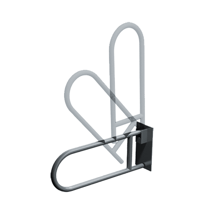 Exposed Flange (1-1/4" O.D) Peened - Swing Up Grab Bar w/ Toilet Tissue Holder