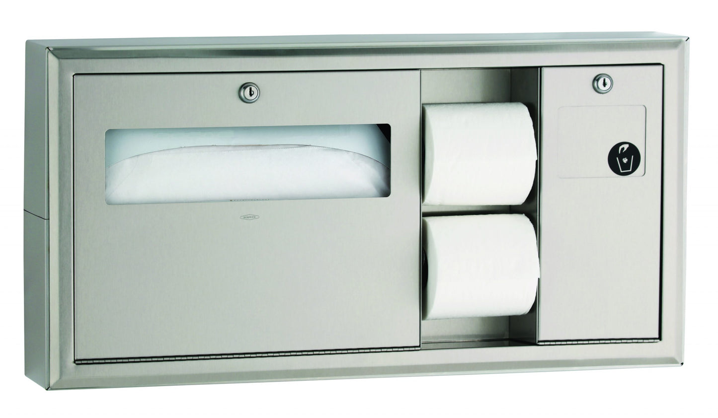 Surface-Mtd Toilet Tissue, Seat-Cover Dispenser and Waste Disposal, Right
