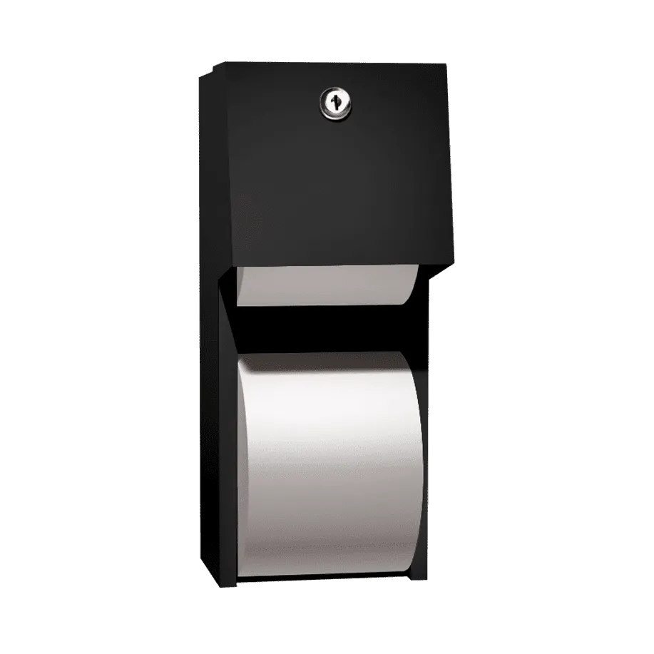 Matte Black - Toilet Tissue Dispenser - Twin Hide-A-Roll - Surface Mounted