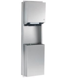 Semi-Recessed Towel Dispenser and Waste Receptacle Combination