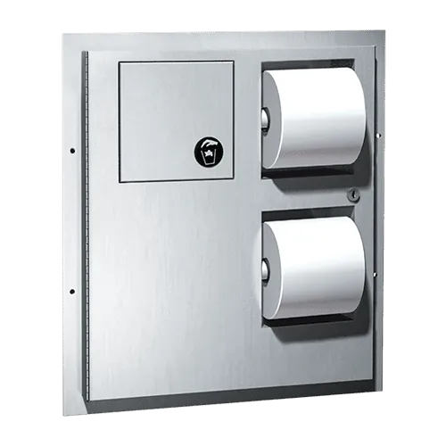 Toilet Tissue Dispenser & Sanitary Napkin Disposal - Dual Access - Partition Mount