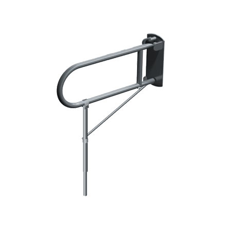 Exposed Flange (1-1/4" O.D) Smooth -  Swing Up Grab Bar with Support Leg