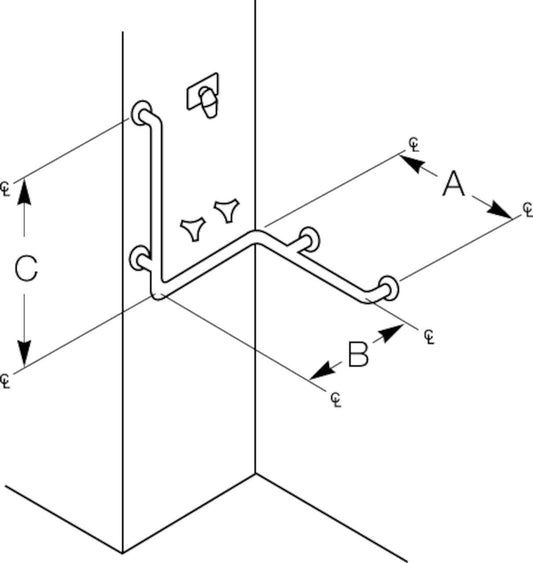 Grab Bar, Concealed, 1-1/2 OD, Grab Bars, 8122-037323232