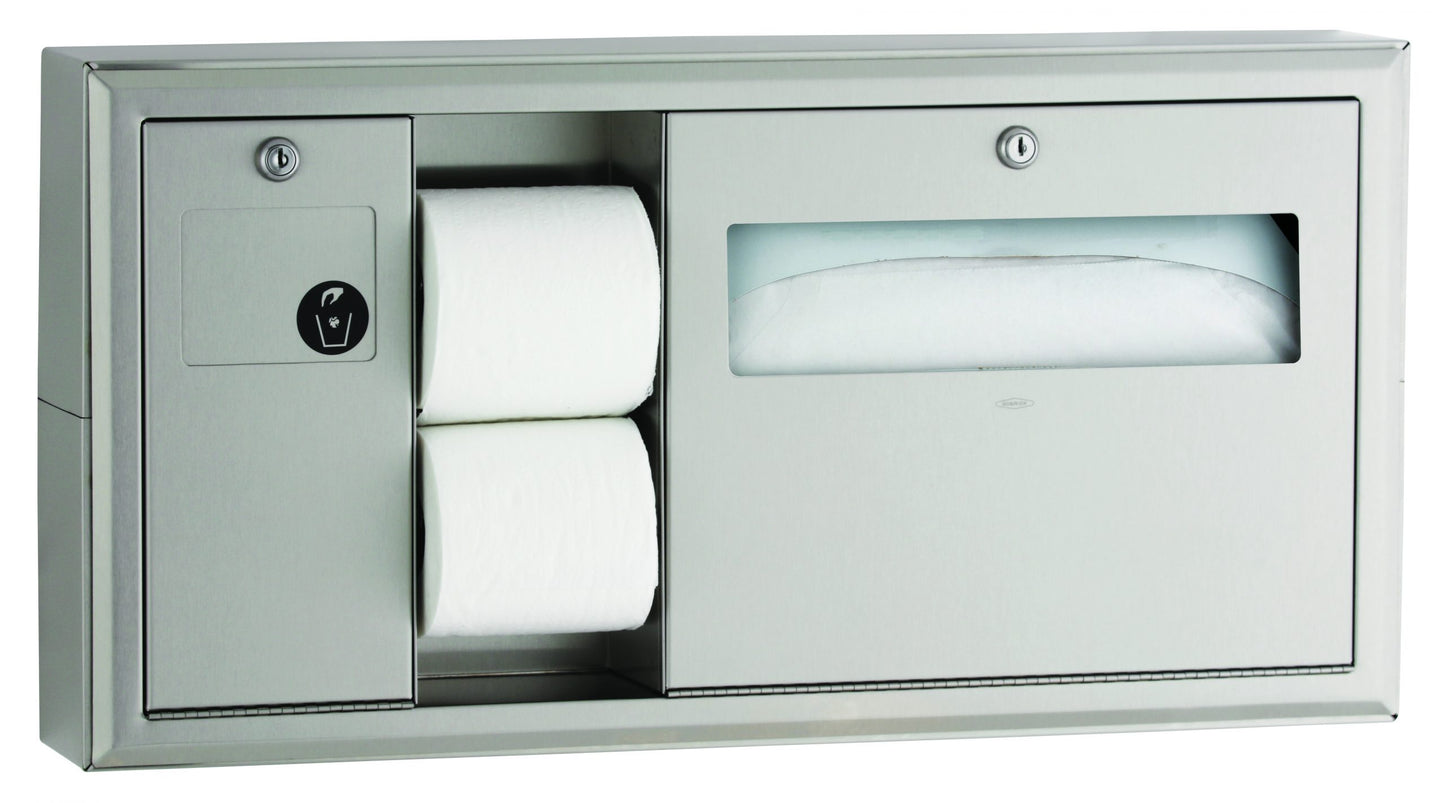 Recessed Toilet Tissue, Seat-Cover Dispenser and Waste Disposal, Left