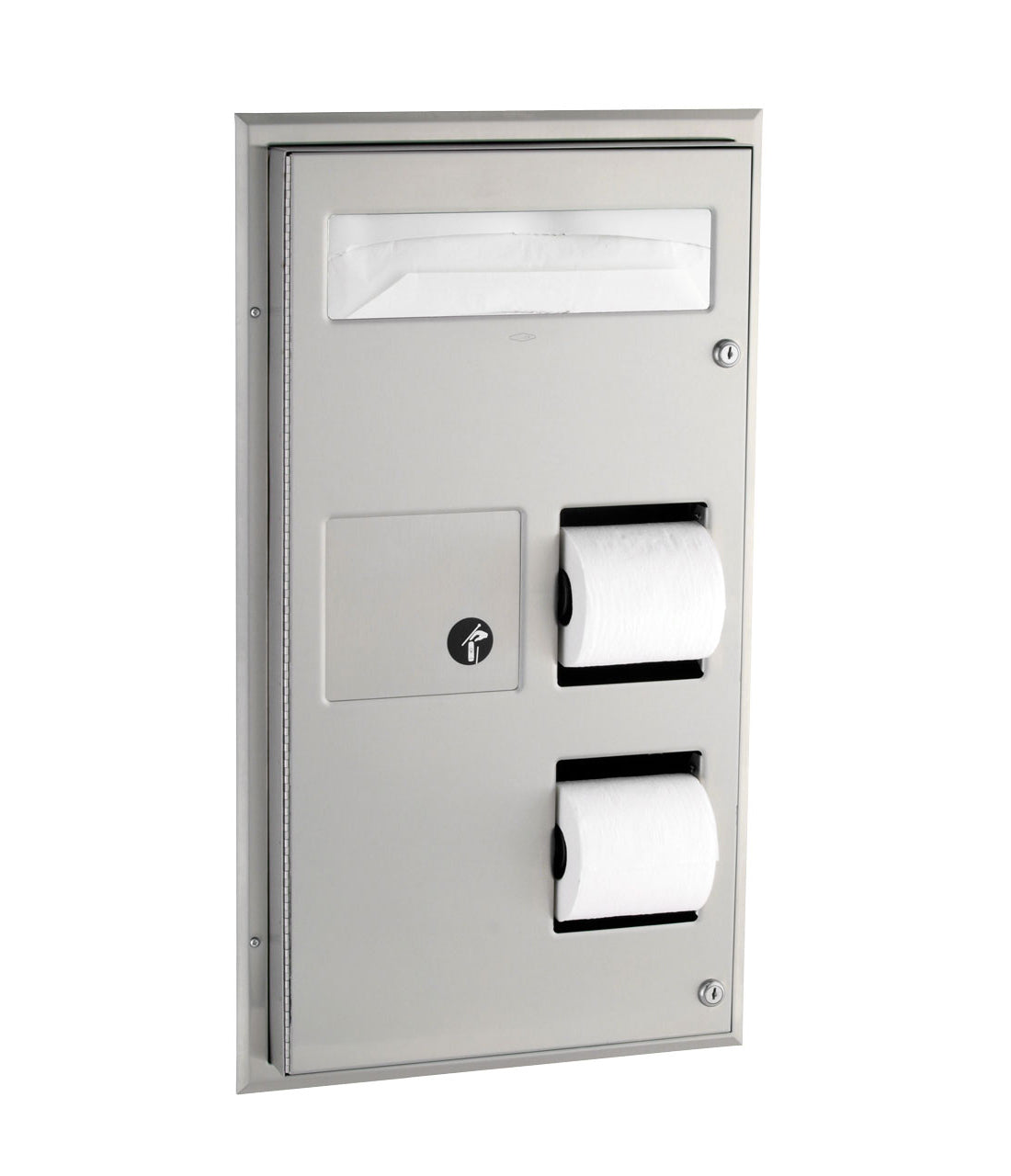 Seat-Cover Dispenser, Sanitary Napkin Disposal And Toilet Tissue Dispenser