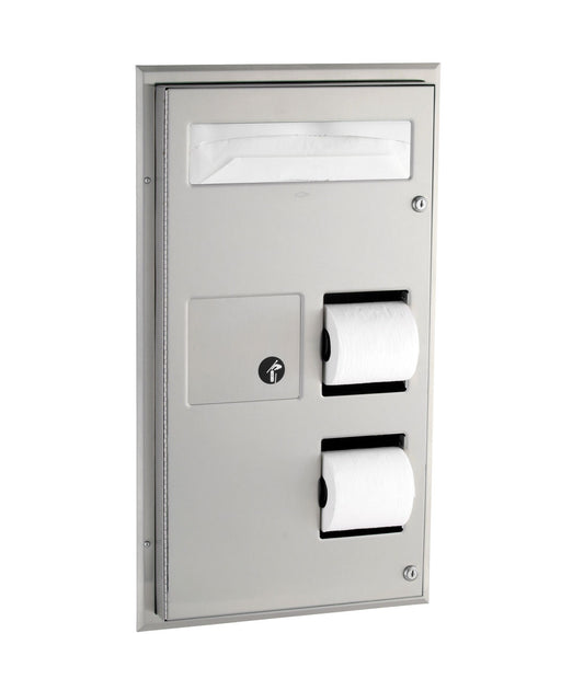 Seat-Cover Dispenser, Sanitary Napkin Disposal And Toilet Tissue Dispenser