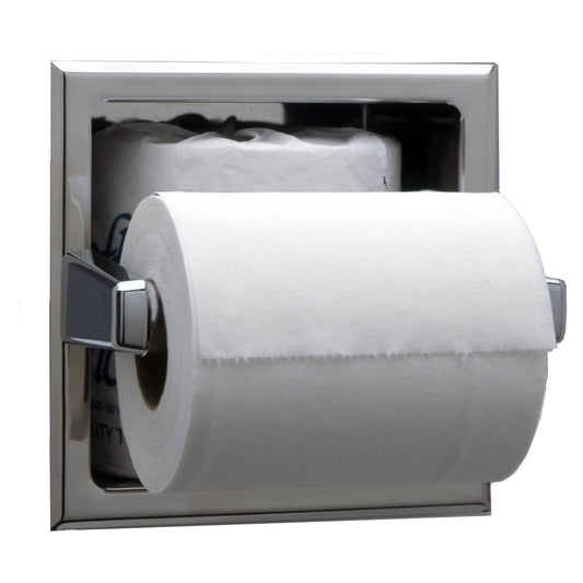 Recessed Toilet Tissue Dispenser With Storage For Extra Roll