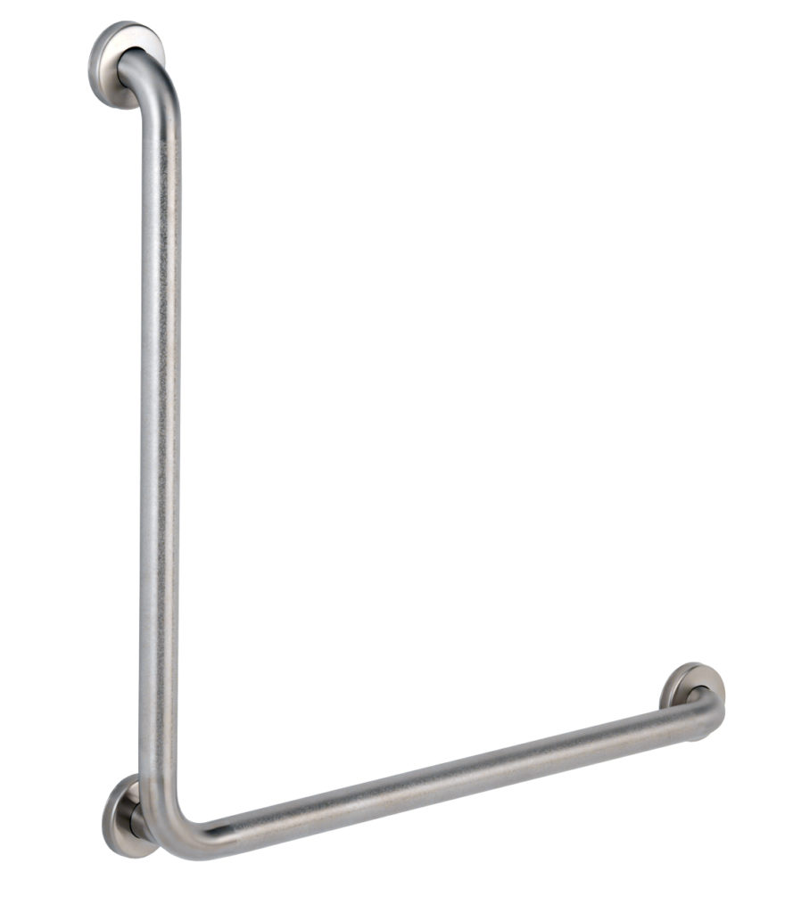 1-1/2" Diameter Stainless Steel 90 Degree Grab Bar with Satin Peened Finish