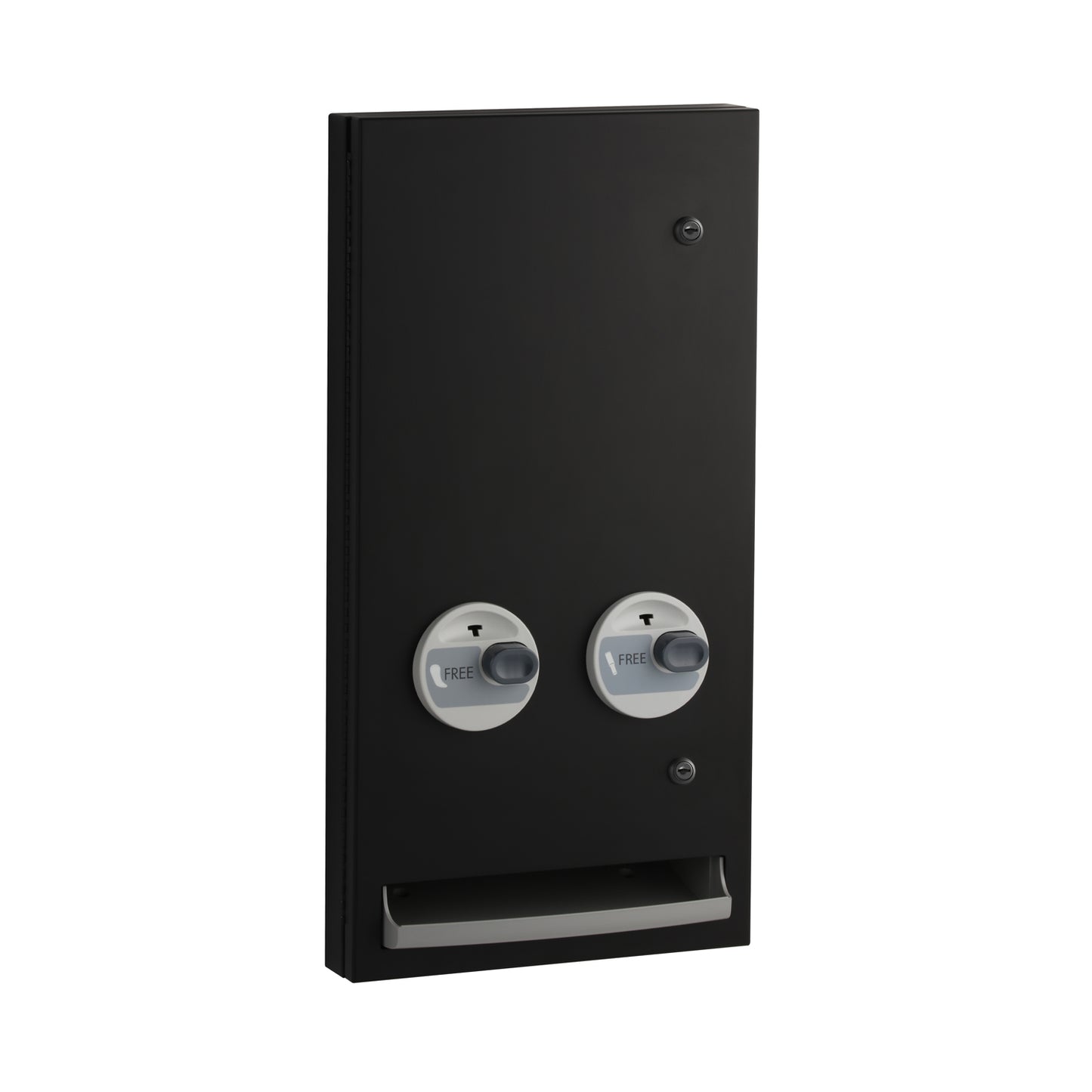 Semi-Recessed Push-Button Napkin/Tampon Vendor, Free no-coin Operation, Matte Black