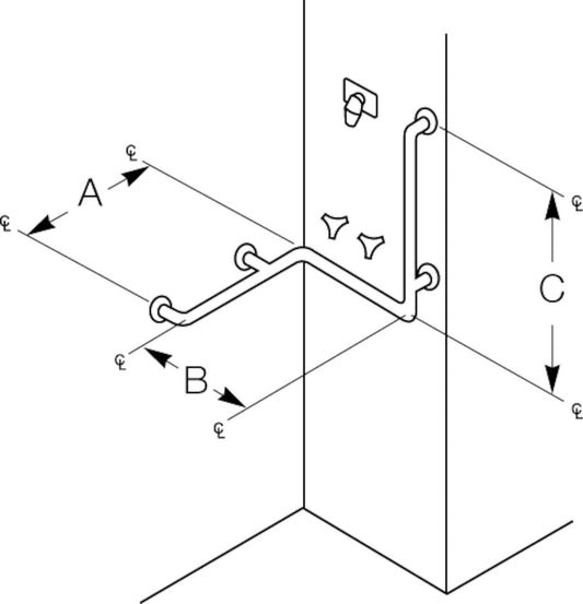 Grab Bar, Concealed, 1-1/2 OD, Grab Bars, 8122-036303232