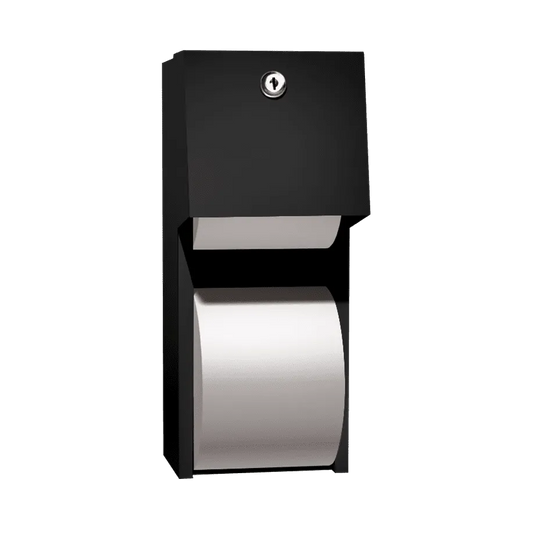 Matte Black - Toilet Tissue Dispenser - Twin Hide-A-Roll - Surface Mounted