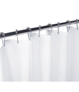 White Vinyl Shower Curtain with Grommets, Requires 13 Hooks