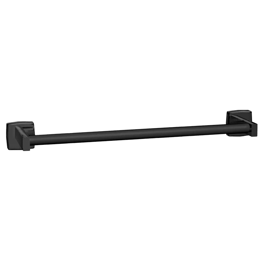 Matte Black - Towel Bar - Round - Powder Coated Stainless - 24"L - Surface Mounted - NEW