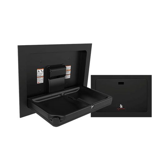 Baby Changing Station - Matte Black - Horizontal-Stainless Steel - Recessed