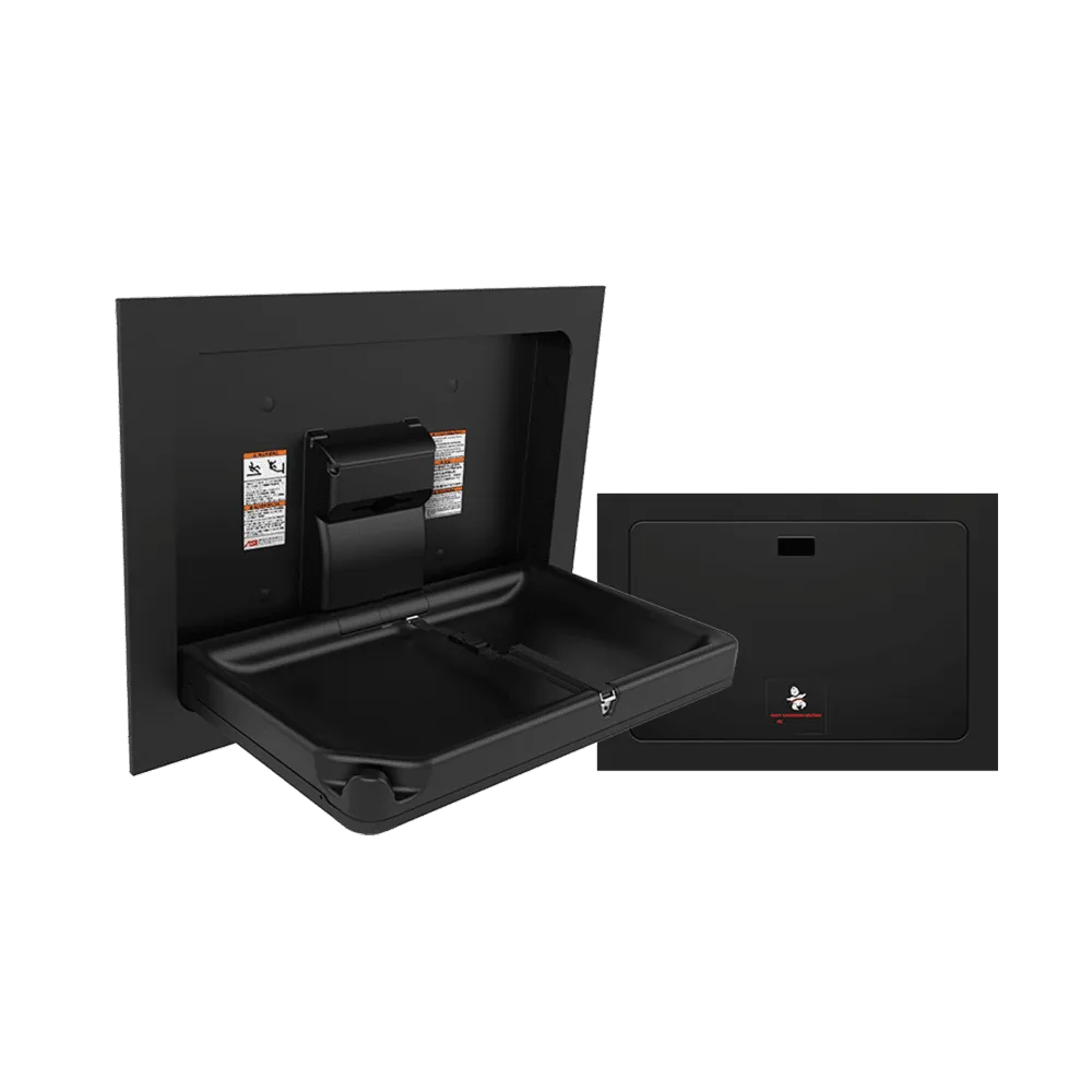 Baby Changing Station - Matte Black - Horizontal-Stainless Steel - Surface Mounted