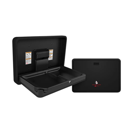 Baby Changing Station, Horizontal – Plastic/Stainless Steel (Matte Black/Matte Black Finish), Surface Mounted