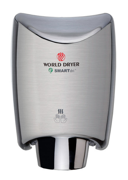 World Dryer K-973P2 SMARTdri Plus Automatic Hand Dryer, Brushed Stainless Steel, 120V