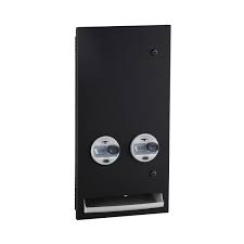 Recessed Napkin / Tampon Vendor, 25-Cent Operation, Matte Black