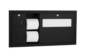Recessed-Mounted Toilet Tissue, Seat-Cover Dispenser and Waste Disposal, Left Side, Matte Black