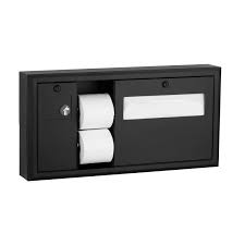 Surface-Mounted Toilet Tissue, Seat-Cover Dispenser and Waste Disposal,  Left Side, Matte Black