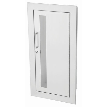 JL Industries Academy clear anodized aluminum fire extinguisher cabinet with flat trim