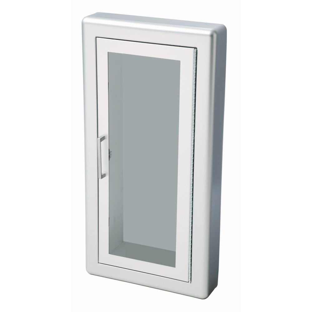 JL Industries Academy clear anodized aluminum fire extinguisher cabinet with rolled trim