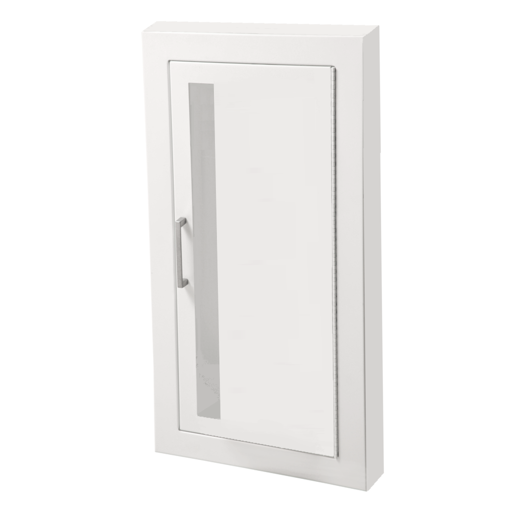 JL Industries Ambassador white steel fire extinguisher cabinet with square trim and vertical duo door
