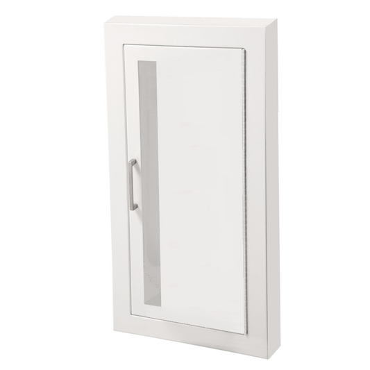 JL Industries Ambassador white steel fire extinguisher cabinet with square trim and vertical duo door