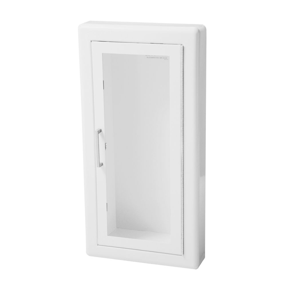 JL Industries Ambassador white steel fire extinguisher cabinet with rolled trim and full view door