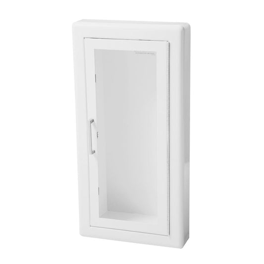 JL Industries Ambassador white steel fire extinguisher cabinet with rolled trim and full view door