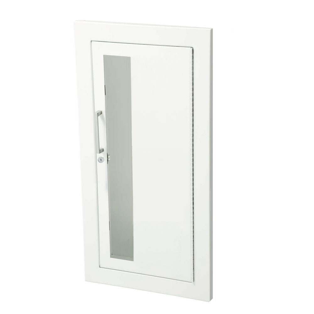 JL Industries Ambassador white steel fire extinguisher cabinet with 3/8 in flat trim