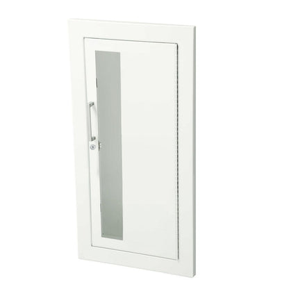 JL Industries Ambassador white steel fire extinguisher cabinet with 3/8 in flat trim