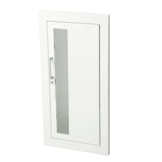 JL Industries Ambassador white steel fire extinguisher cabinet with 3/8 in flat trim