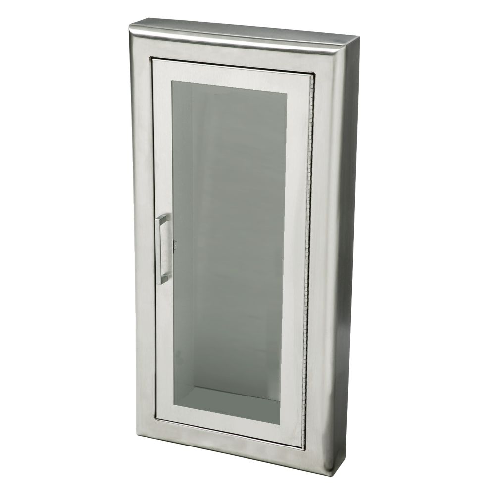 JL Industries Cosmopolitan stainless steel fire extinguisher cabinet with rolled trim