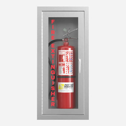 Potter Roemer Alta recessed stainless steel fire extinguisher cabinet with #4 satin finish, front view