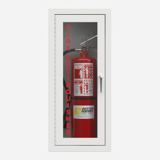 Potter Roemer Alta semi-recessed fire extinguisher cabinet with 3 inch rolled radius trim, front view